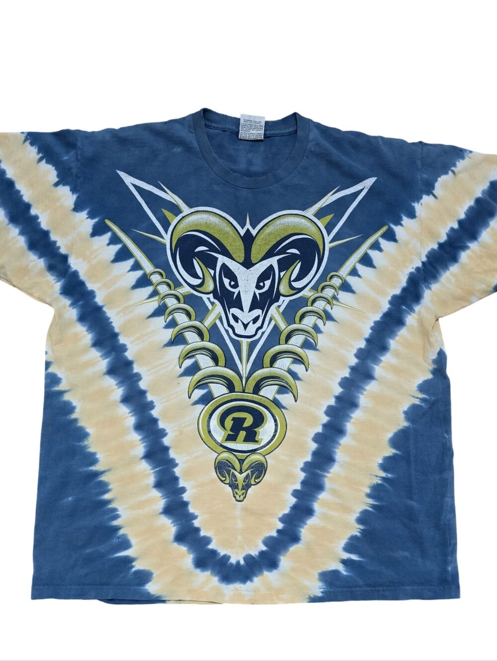 Y2k Vintage Liquid Blue St. Louis Rams Tie Dyed All Over Print Shirt XL